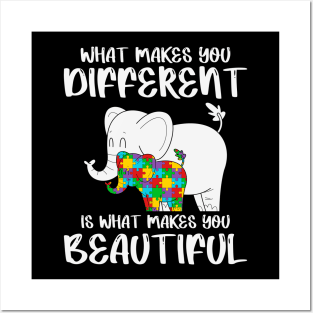 Different Elephant Autism Awareness Gift for Birthday, Mother's Day, Thanksgiving, Christmas Posters and Art